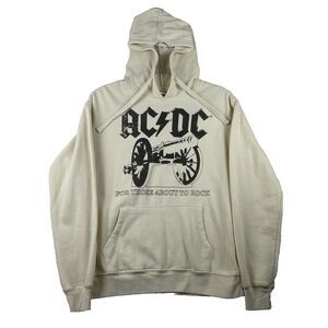 AC/DC‎ "For Those About To Rock" Hoodie, Off White, Size S